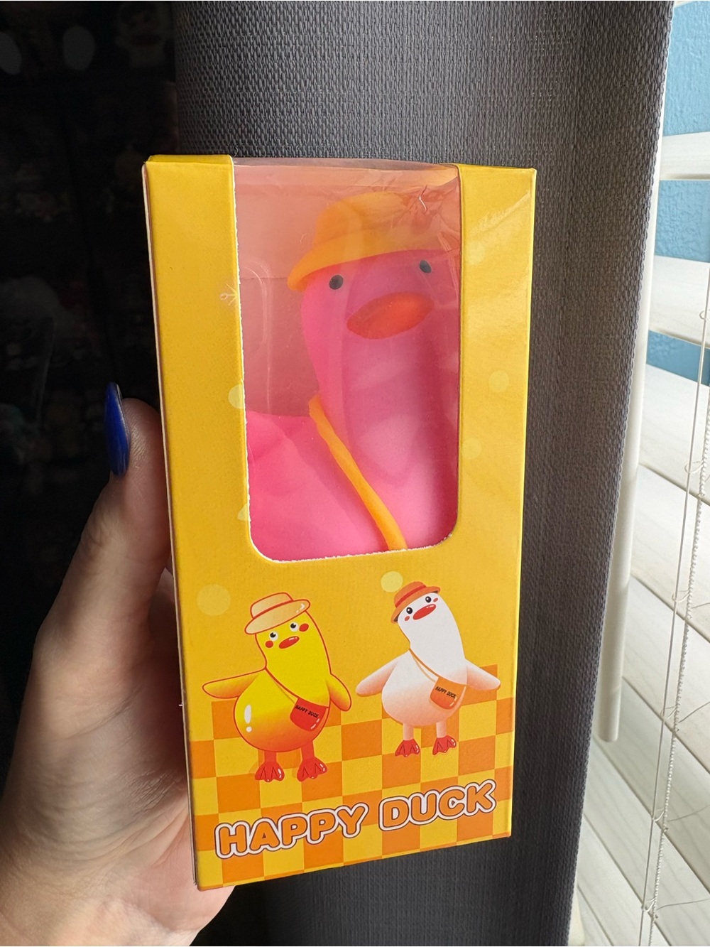 Pink Happy Duck squishy new in box